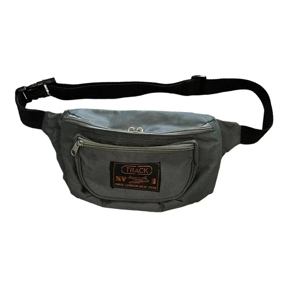 Track XY 3 Paris London NY Gray Vintage Fanny Pack